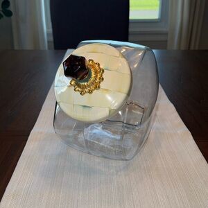 large mackenzie childs cookie jar parchment check